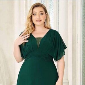 Ever Pretty AMBRYN size 6XL deep emerald green formal floor length chiffon dress